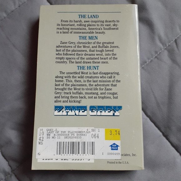 The Last Of The Plainsmen By Zane Grey Vintage 1994 Paperback Book - Picture 2 of 13